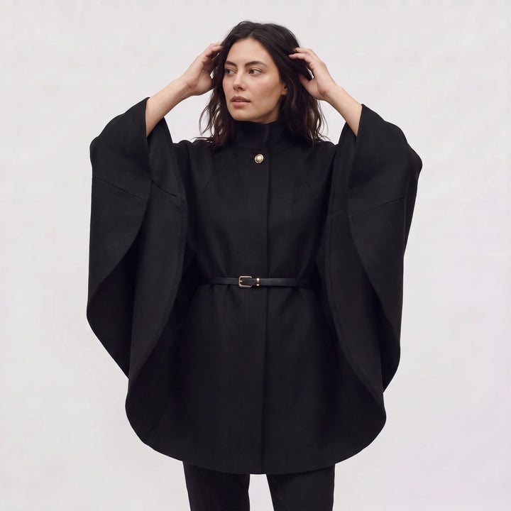 Oversized gebreide poncho
