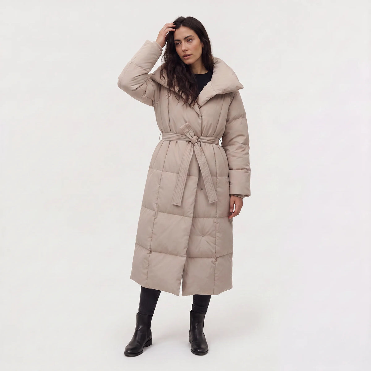 Oversized puffer coat met capuchon