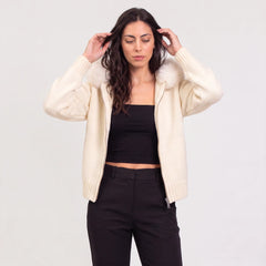 Beige jas met afneembare kraag