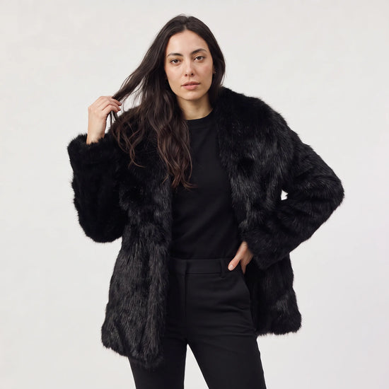 Oversized faux fur jas