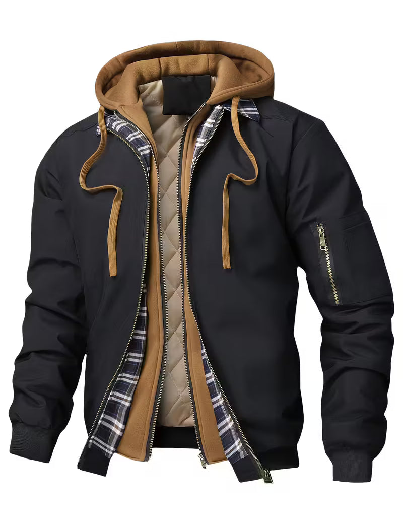 Jas met ruitpatroon en capuchon