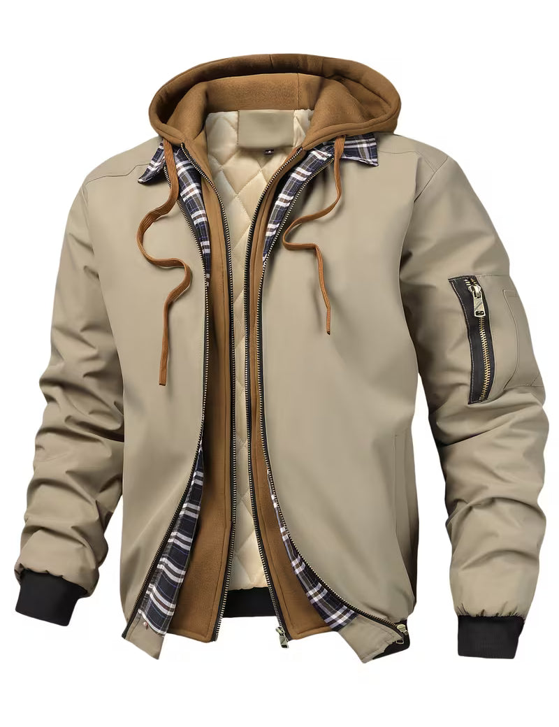 Jas met ruitpatroon en capuchon