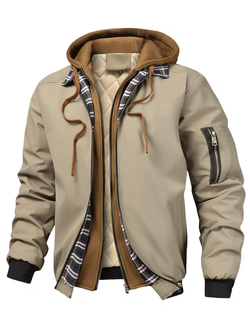 Jas met ruitpatroon en capuchon