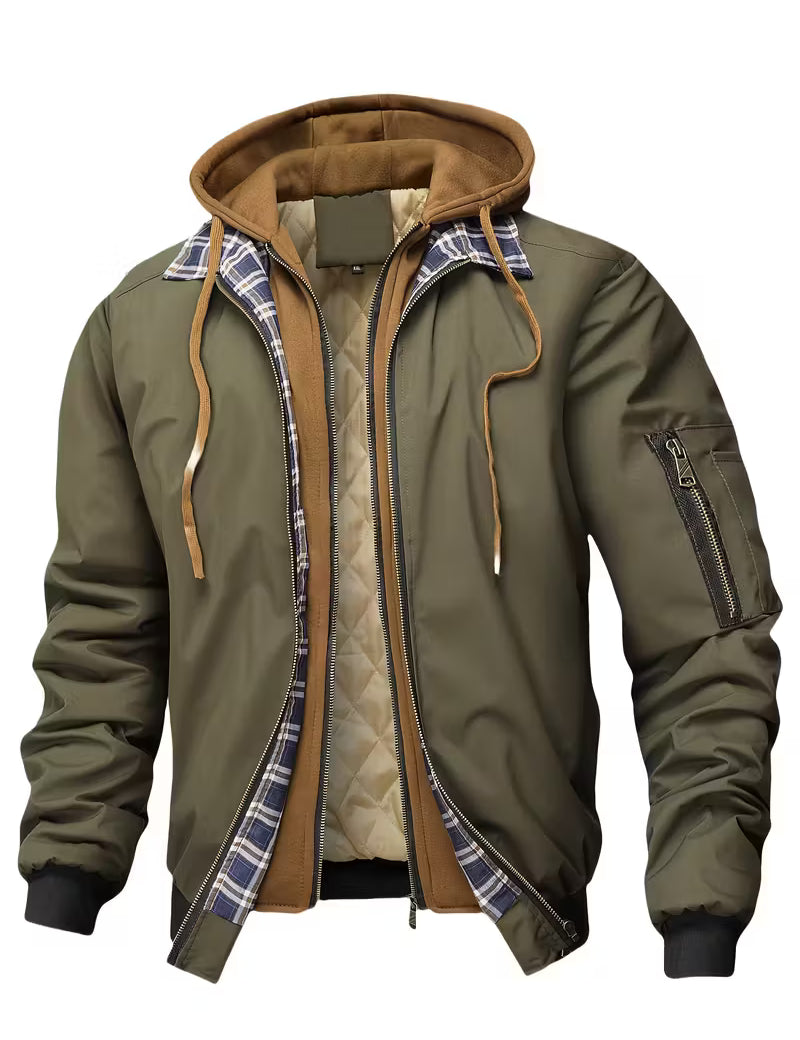 Jas met ruitpatroon en capuchon