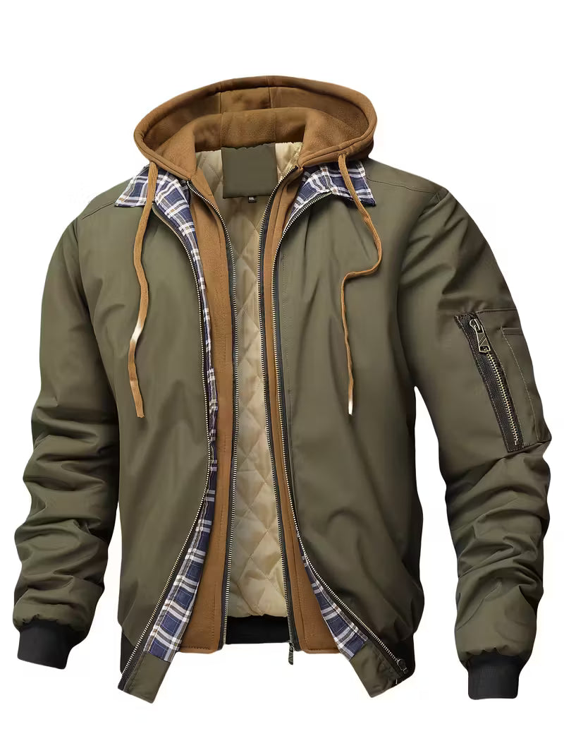 Jas met ruitpatroon en capuchon