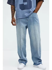 Jeans met loose straight-leg pasvorm en hoge taille