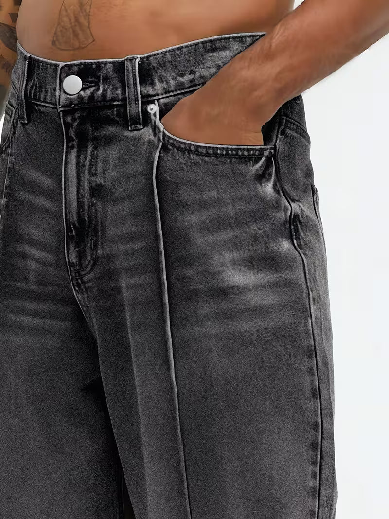 Jeans met loose straight-leg pasvorm en hoge taille