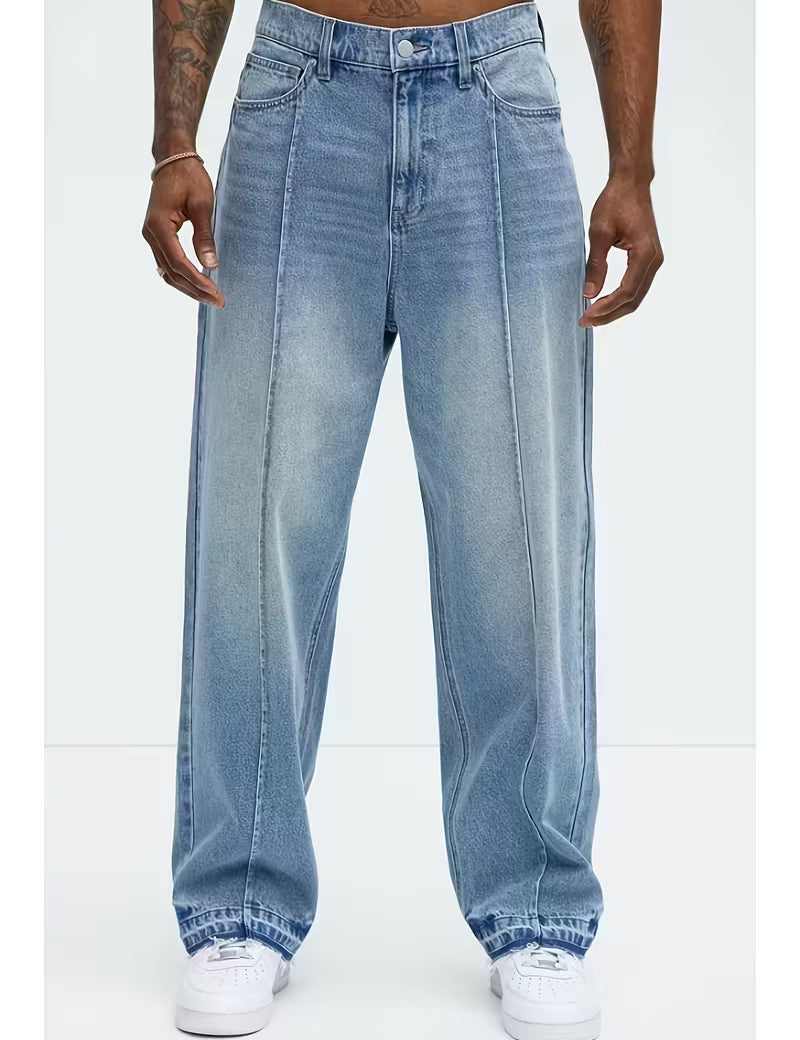 Jeans met loose straight-leg pasvorm en hoge taille