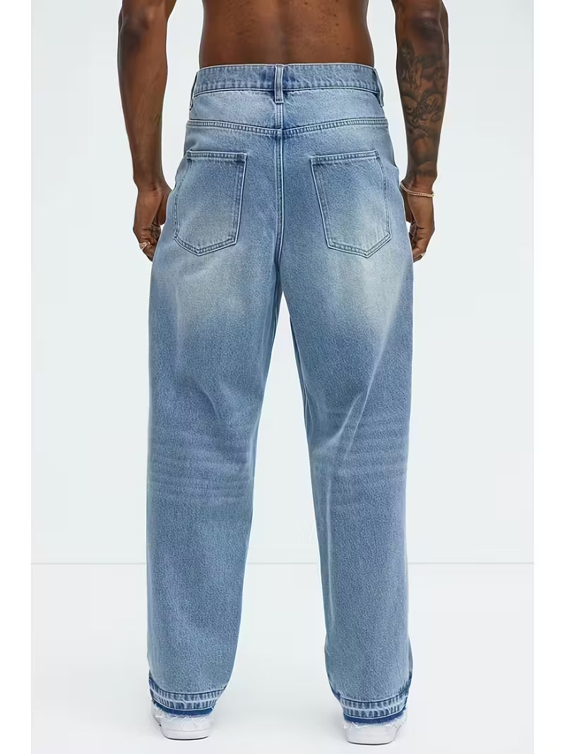 Jeans met loose straight-leg pasvorm en hoge taille