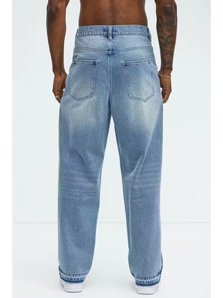 Jeans met loose straight-leg pasvorm en hoge taille