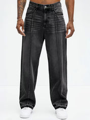 Jeans met loose straight-leg pasvorm en hoge taille