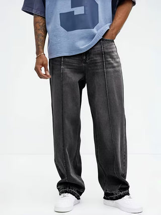 Jeans met loose straight-leg pasvorm en hoge taille