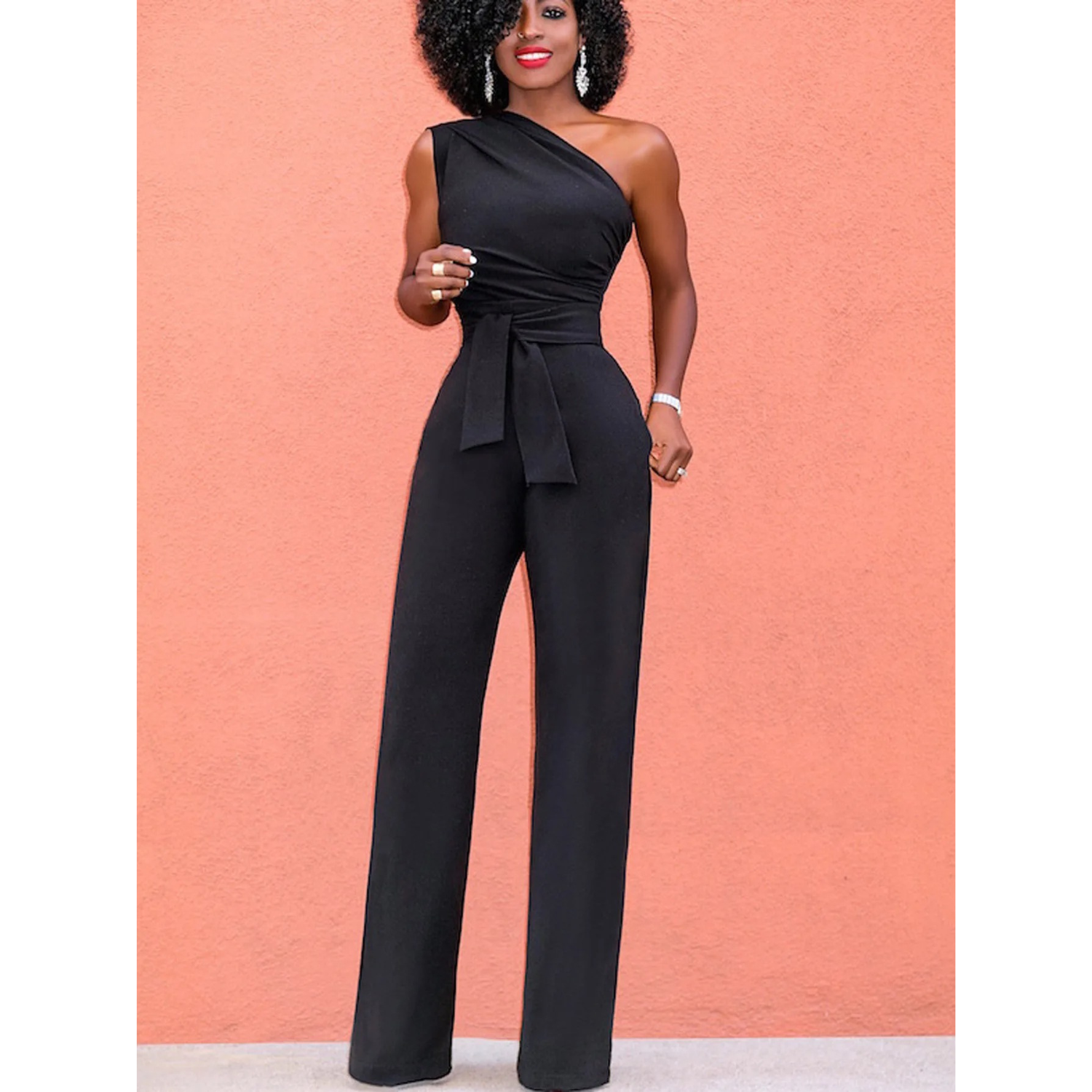 Sophie | Jumpsuit met wijde broek en korte mouwen