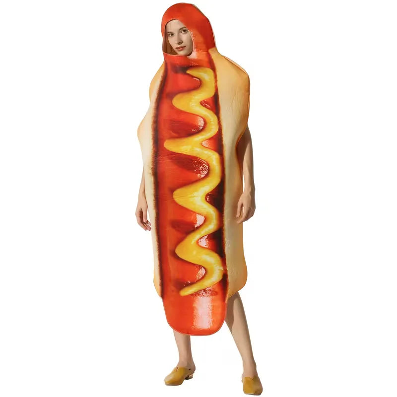 Kostuum met hotdog ontwerp en capuchon
