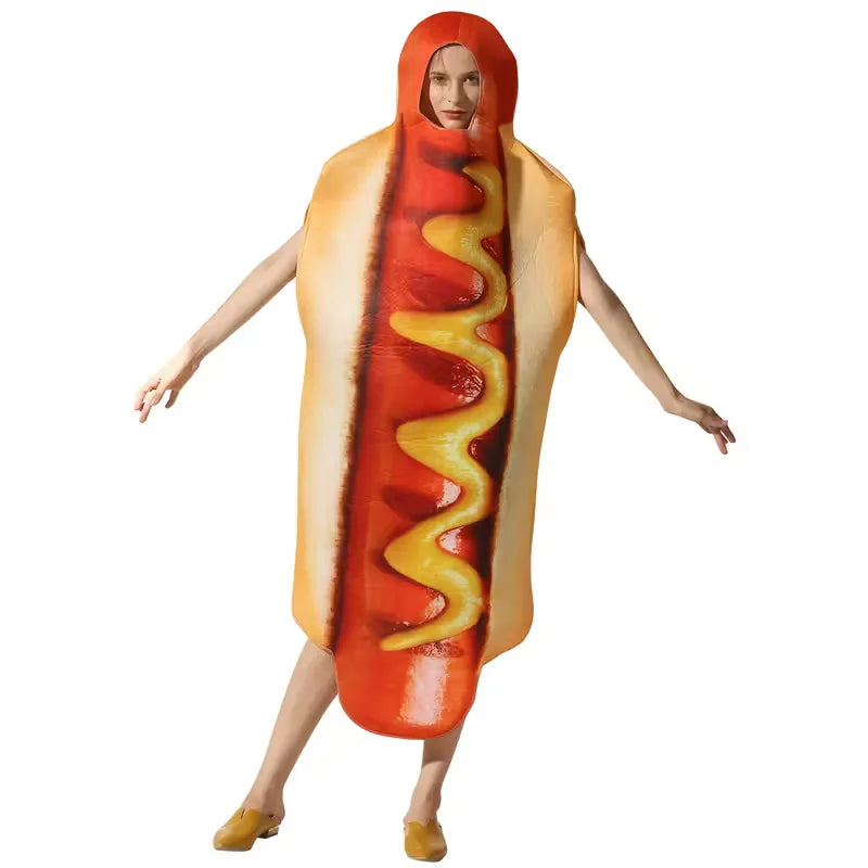 Kostuum met hotdog ontwerp en capuchon