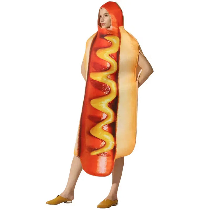 Kostuum met hotdog ontwerp en capuchon