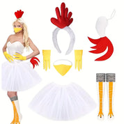 Kostuumset met 8-delige schattige kippenlook