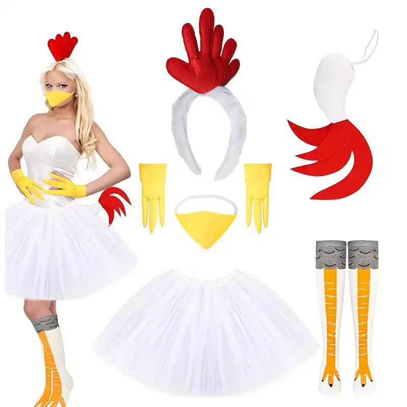 Kostuumset met 8-delige schattige kippenlook