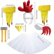 Kostuumset met 8-delige schattige kippenlook