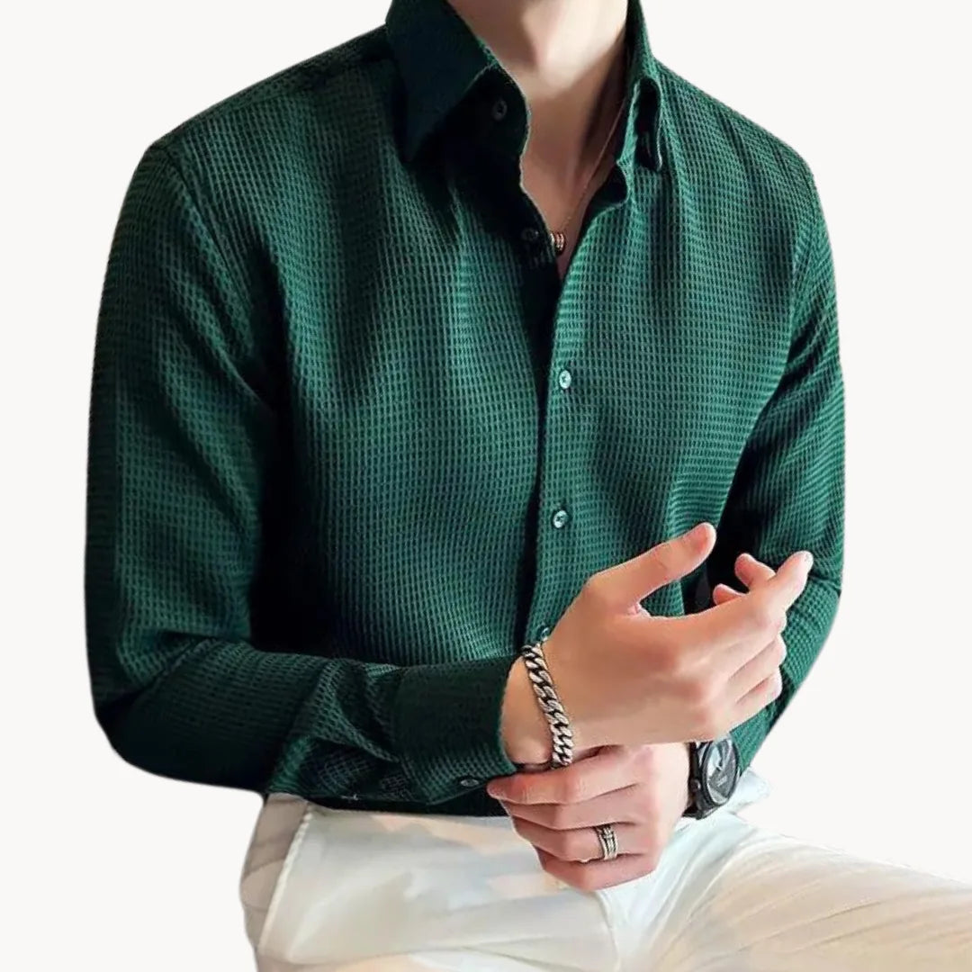 Lang mouw overhemd met knoopsluiting en slim fit
