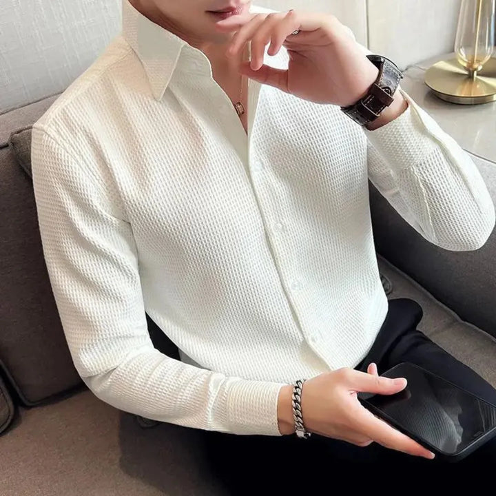 Lang mouw overhemd met knoopsluiting en slim fit