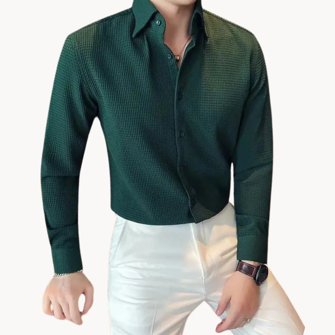 Lang mouw overhemd met knoopsluiting en slim fit