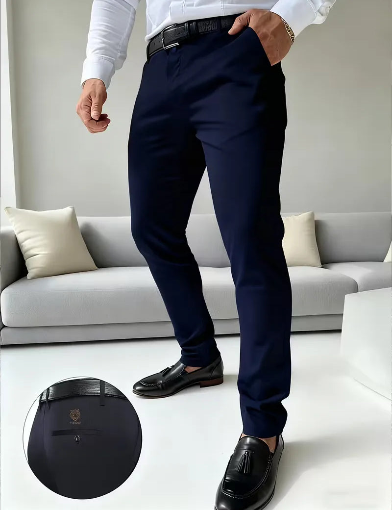 Lange broek met tijgerborduurontwerp en slim fit