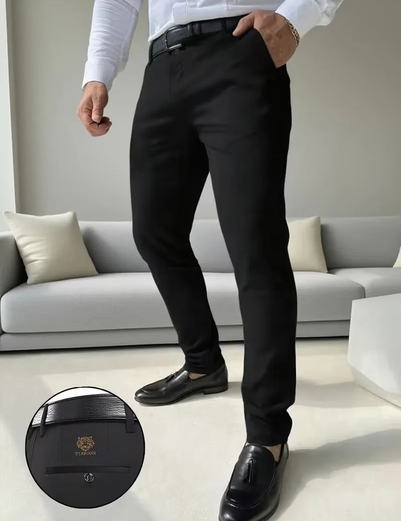 Lange broek met tijgerborduurontwerp en slim fit