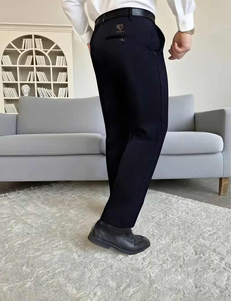 Lange broek met tijgerborduurontwerp en slim fit