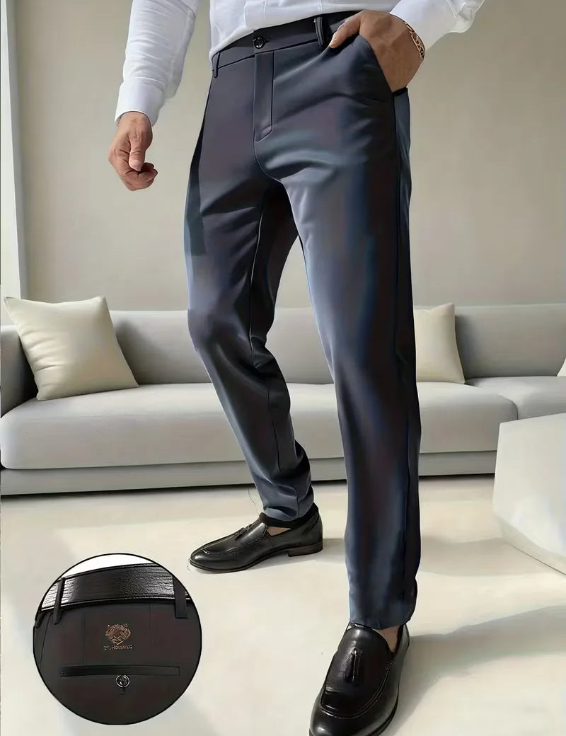 Lange broek met tijgerborduurontwerp en slim fit