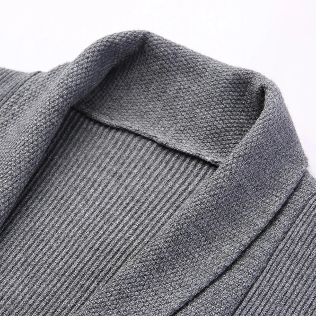 Lange cardigan met open voorkant en ribbelstructuur