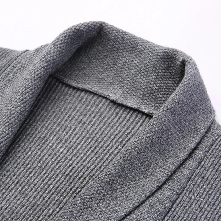 Lange cardigan met open voorkant en ribbelstructuur