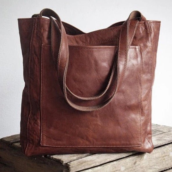Leren tas met vlekbestendig interieur en binnenvak met rits