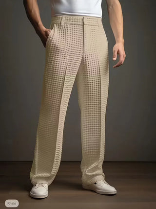 Lichte stof broek met rechte pijpen en zijzakken