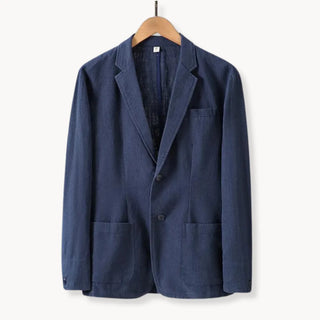 Linnen blazer met reverskraag en voorzakken