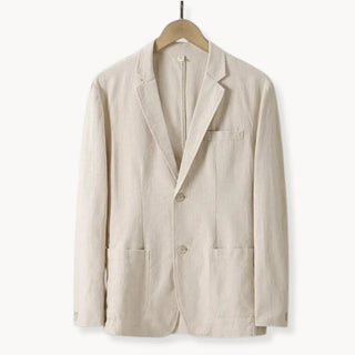 Linnen blazer met reverskraag en voorzakken