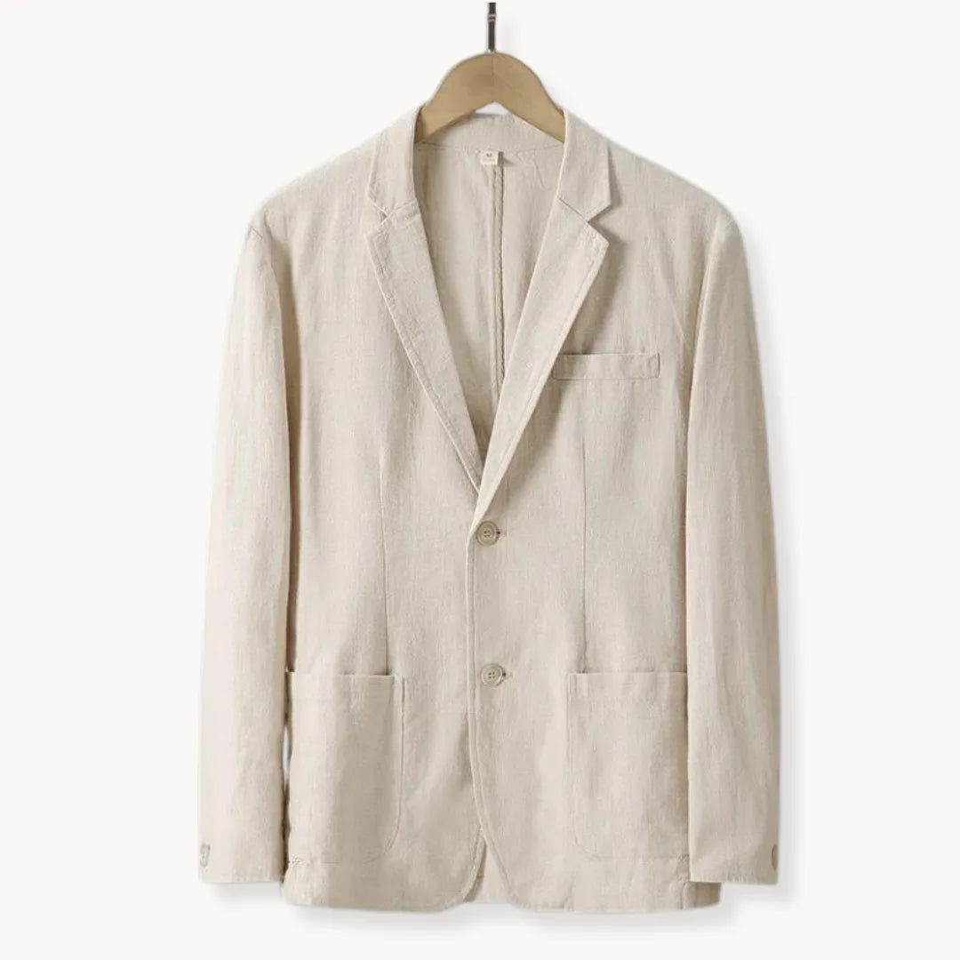 Linnen blazer met reverskraag en voorzakken