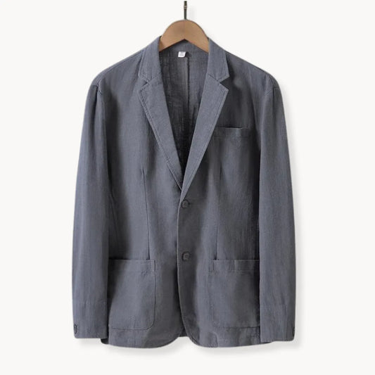 Linnen blazer met reverskraag en voorzakken