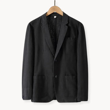 Linnen blazer met reverskraag en voorzakken