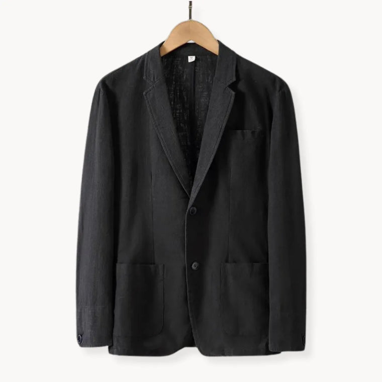 Linnen blazer met reverskraag en voorzakken