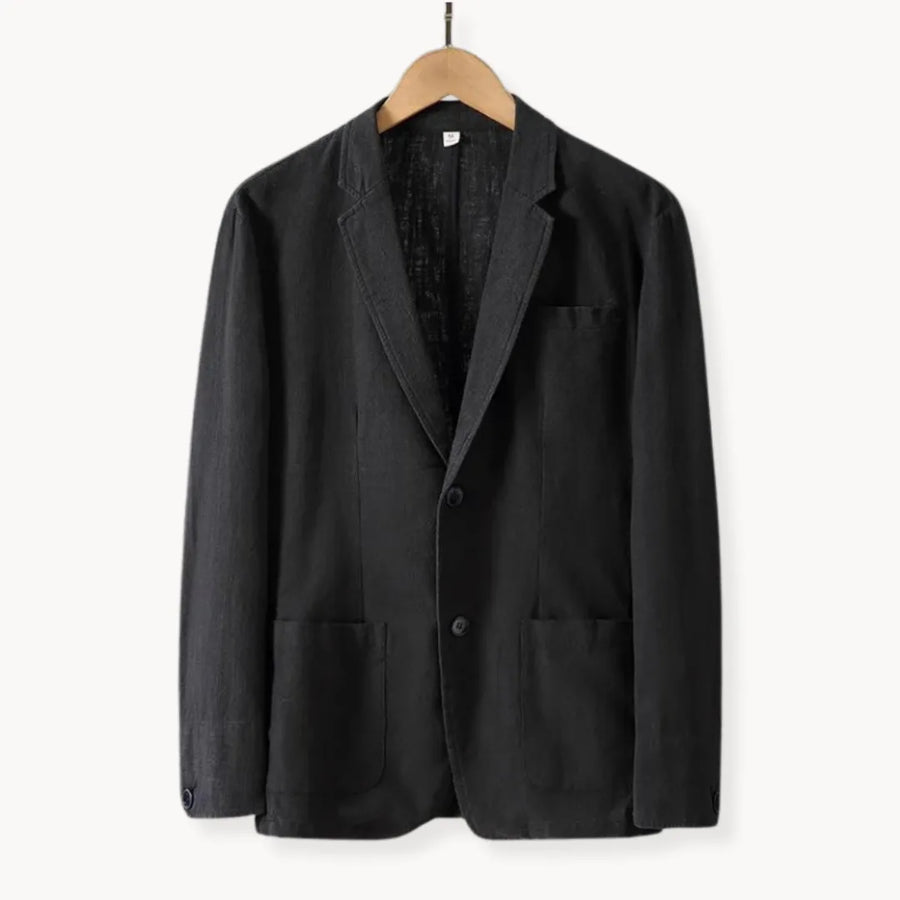 Linnen blazer met reverskraag en voorzakken