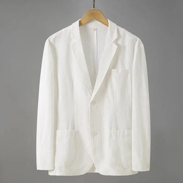 Linnen blazer met reverskraag en voorzakken