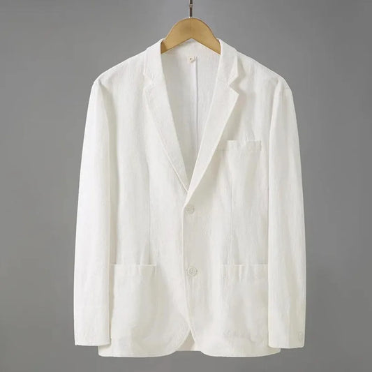 Linnen blazer met reverskraag en voorzakken