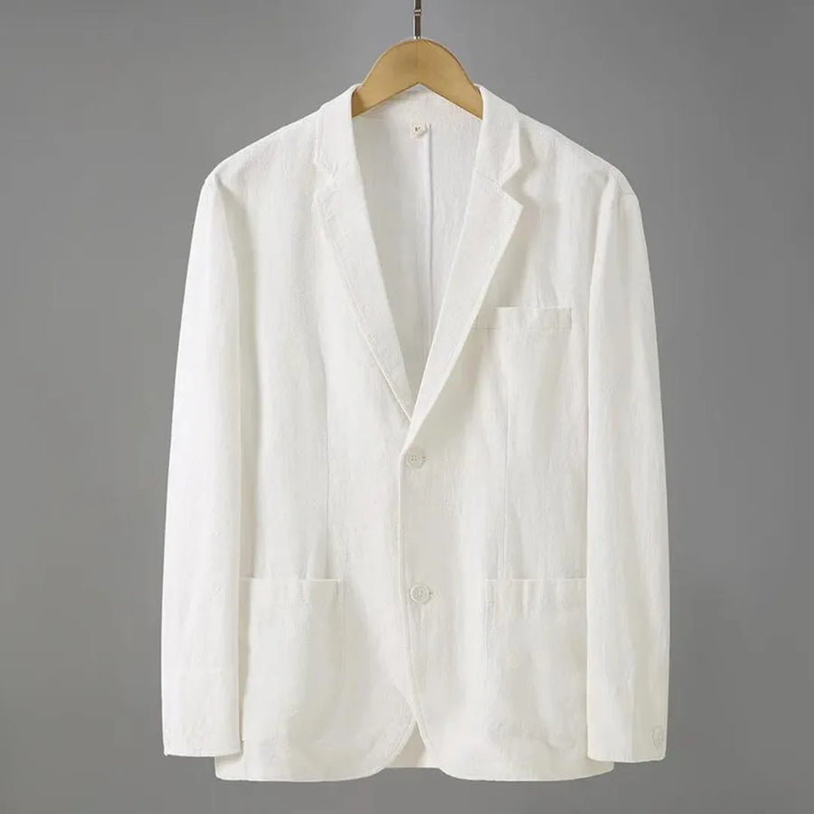 Linnen blazer met reverskraag en voorzakken