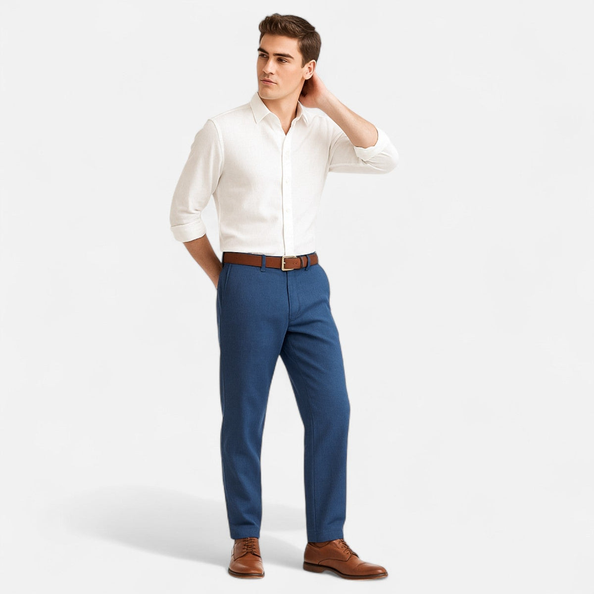 Linnen broek met elastische taille en zijzakken