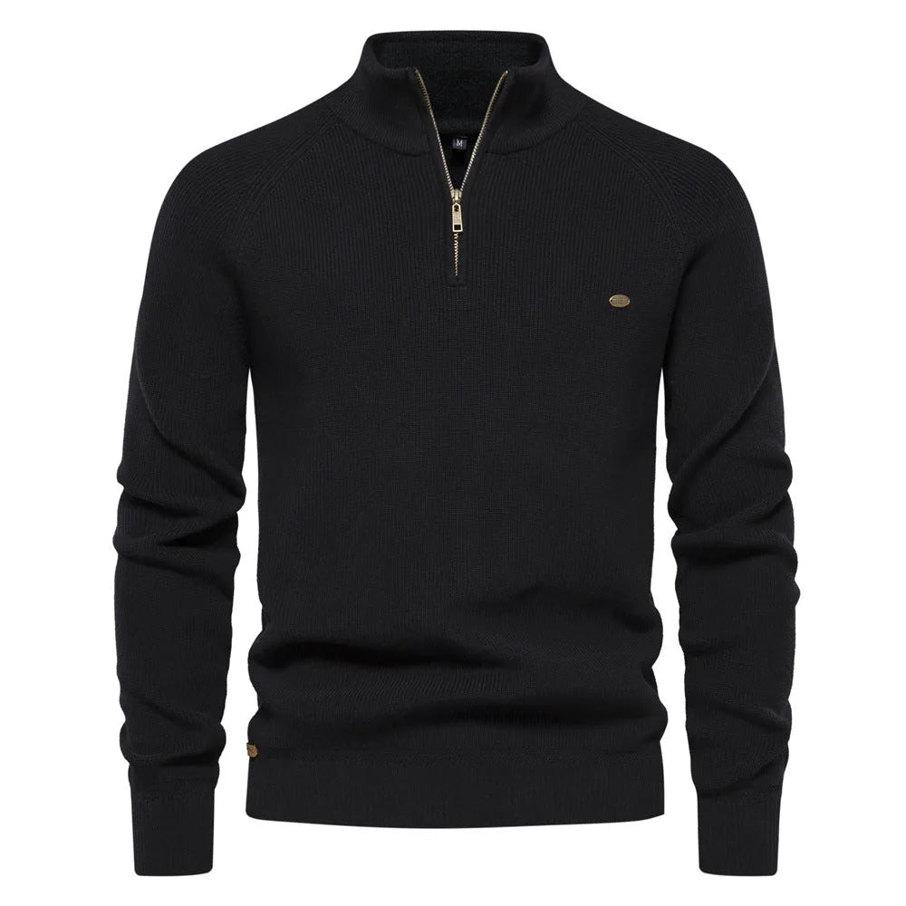 Luxe half zip trui met opstaande kraag