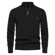 Luxe half zip trui met opstaande kraag