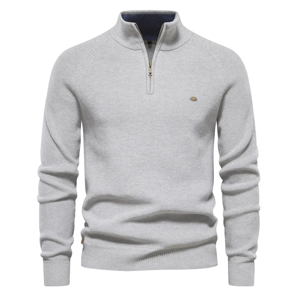 Luxe half zip trui met opstaande kraag