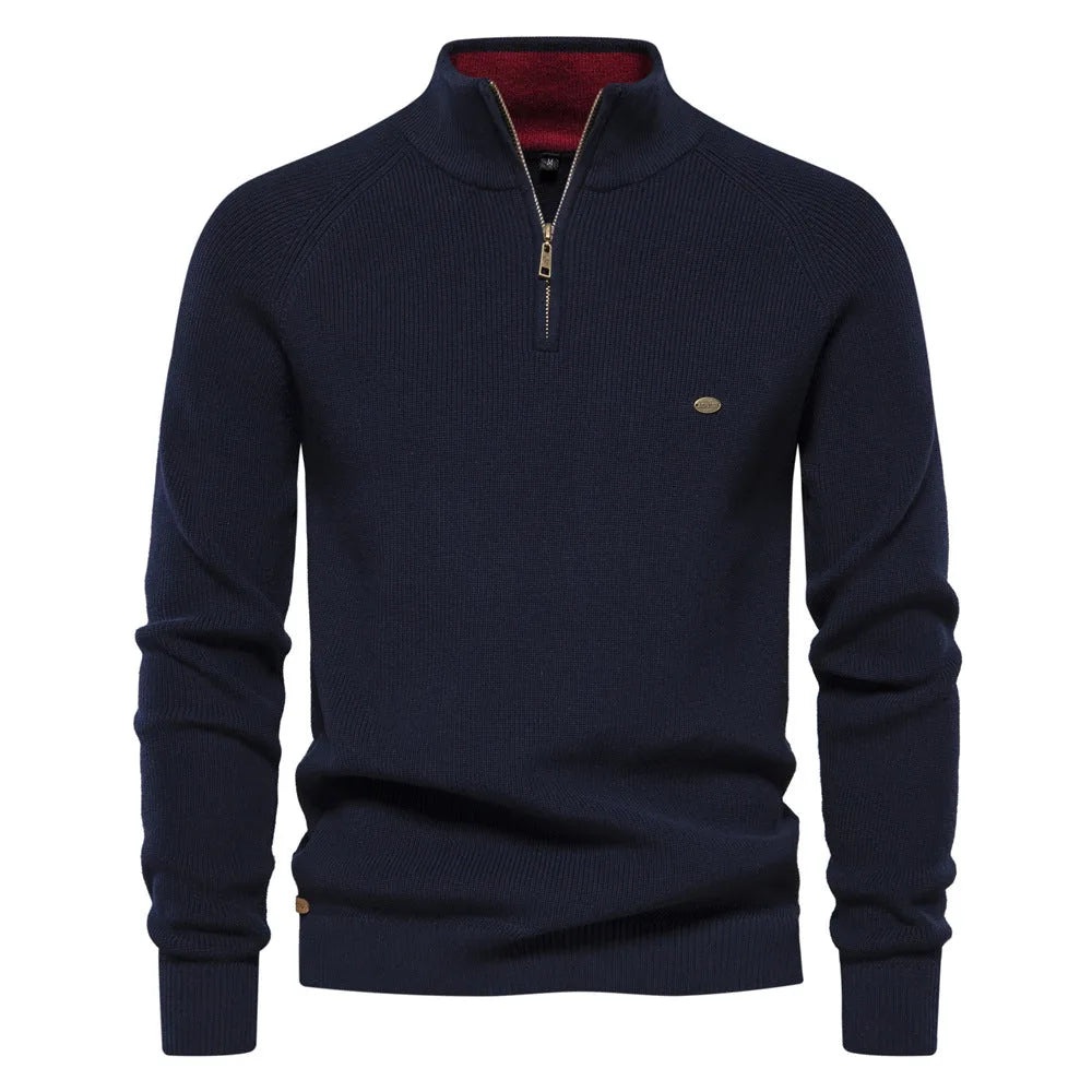 Luxe half zip trui met opstaande kraag