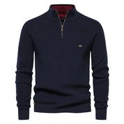 Luxe half zip trui met opstaande kraag